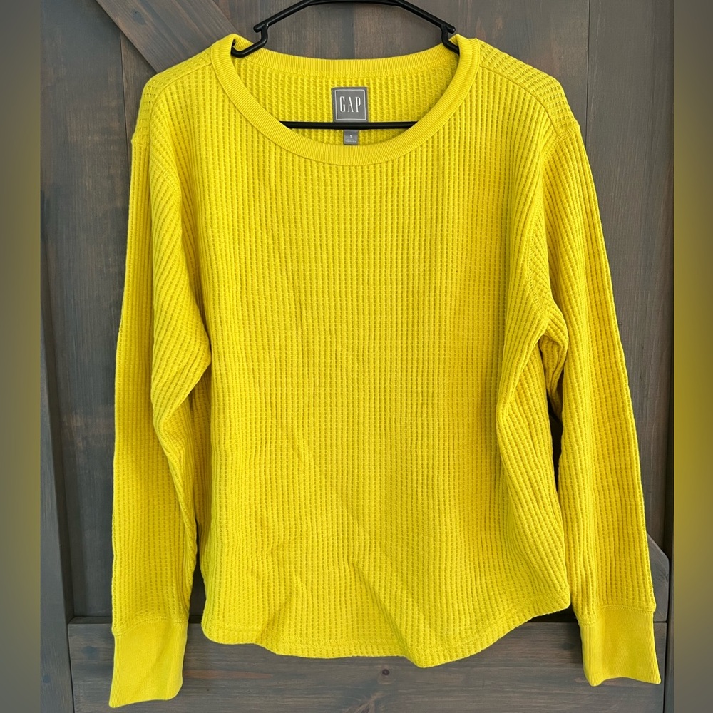Gap Yellow Long Sleeve Waffle Shirt